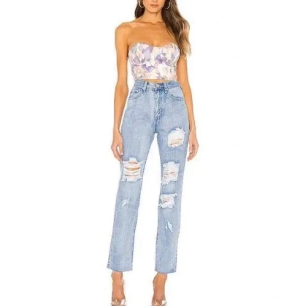 SUPERDOWN • Light Wash Ramona Distressed Straight Jeans, 27 - Picture 16 of 16